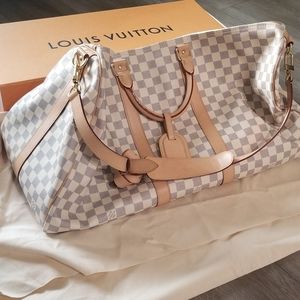 Louis Vuitton Checkered Travel Bag in Cream and Tan